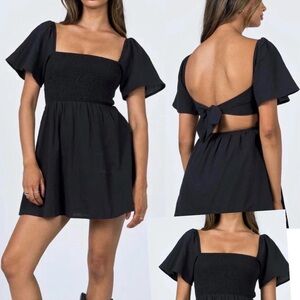 Princess Polly Summer Nights Mini Black Open-Back Dress size 6
